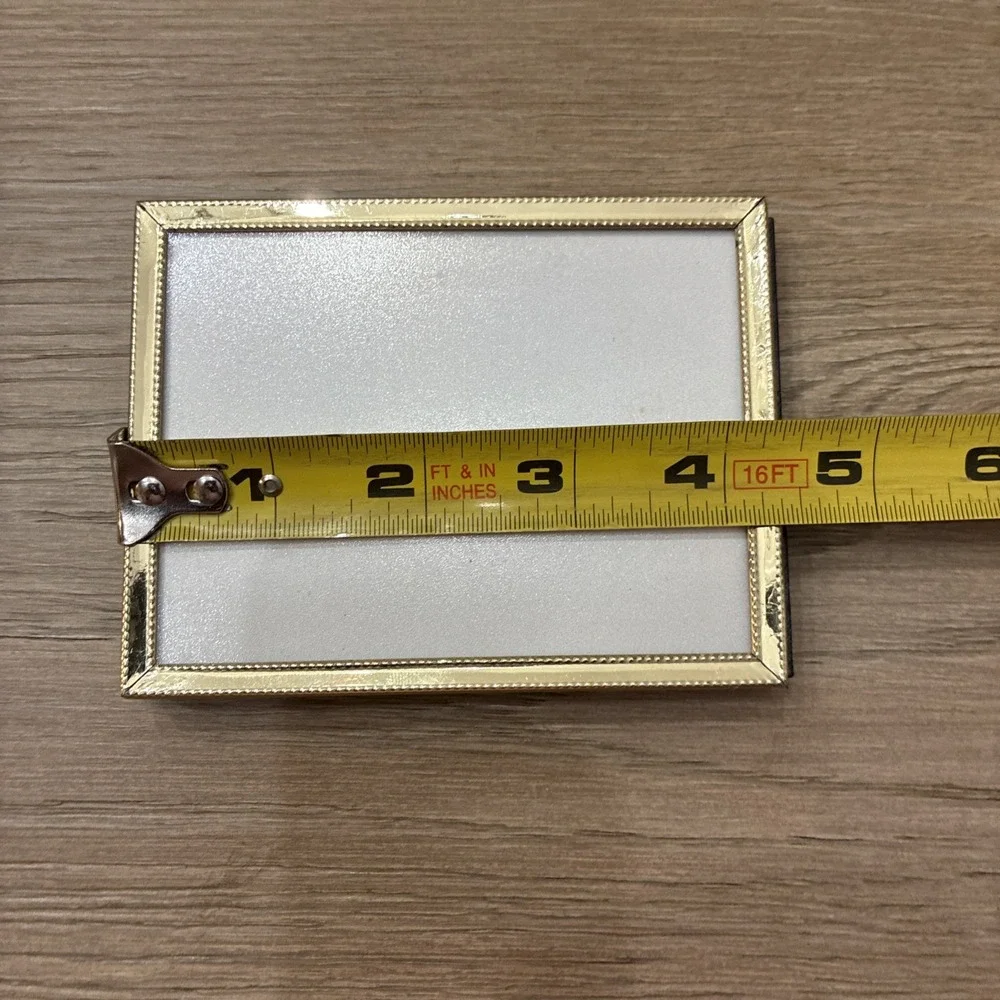 Vintage Lot of 2 Brass Tabletop Small Picture Frames 3 1/2 X 5 & 3 1/4 X 4 1/4